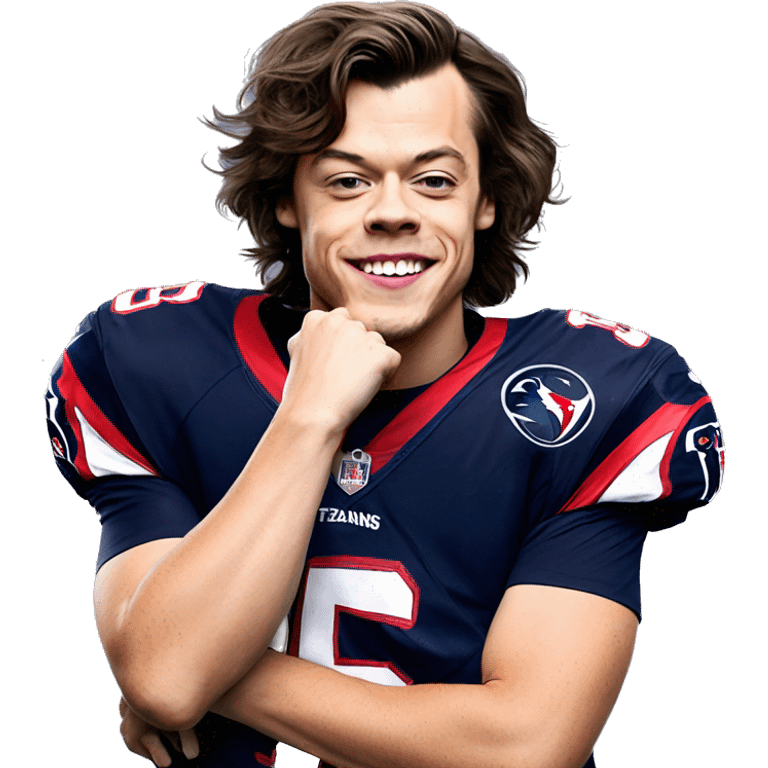 Harry styles wearing a Houstons Texans Jersey  emoji