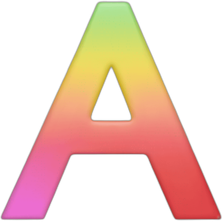 Letter A not K with shades of red, pink, light green, yellow, and light bule emoji