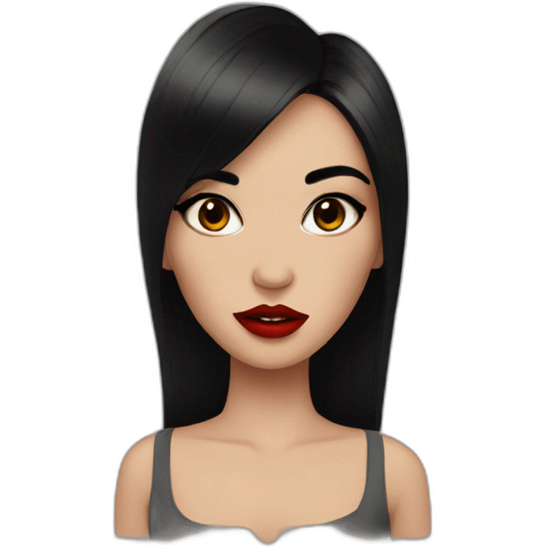 Girl with black hair and red lipstick and smoky eyes  emoji