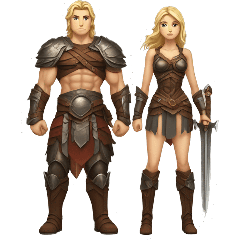 Sfw Caucasian Valkyrie berserker couple full body  emoji