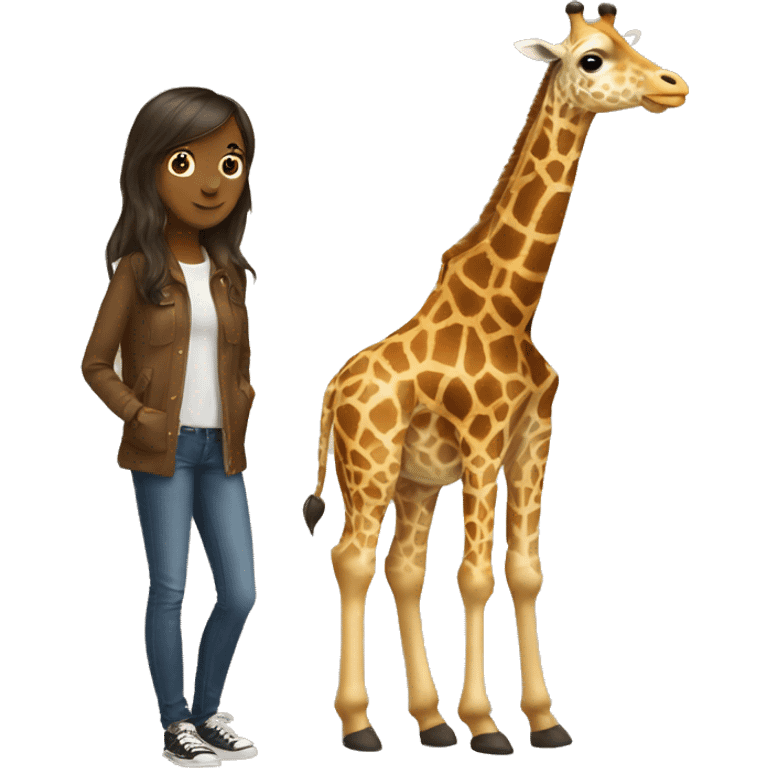 Giraffe and brunette girl  emoji