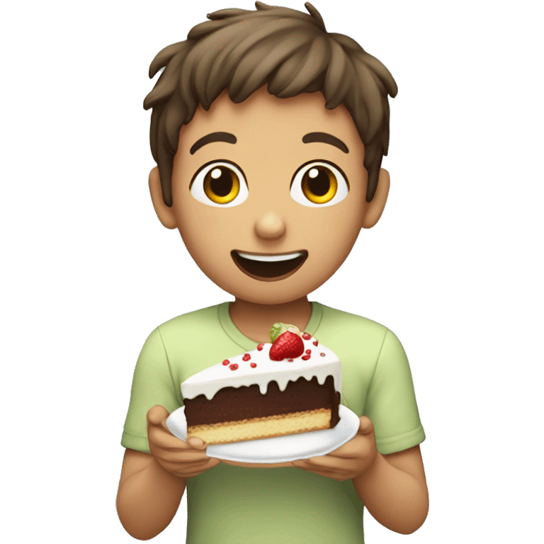 Boy eating cake emoji