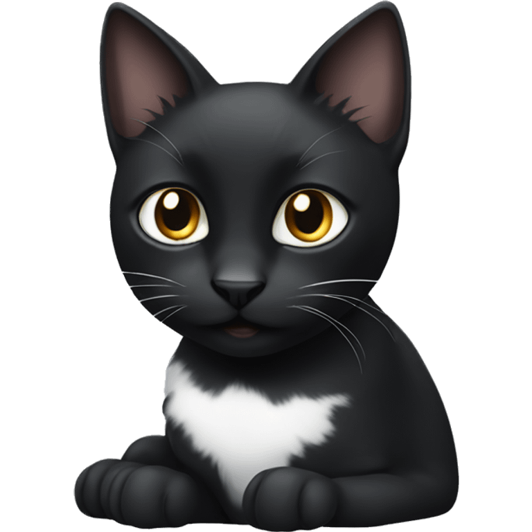 Black cat with white belly and white paws tip emoji