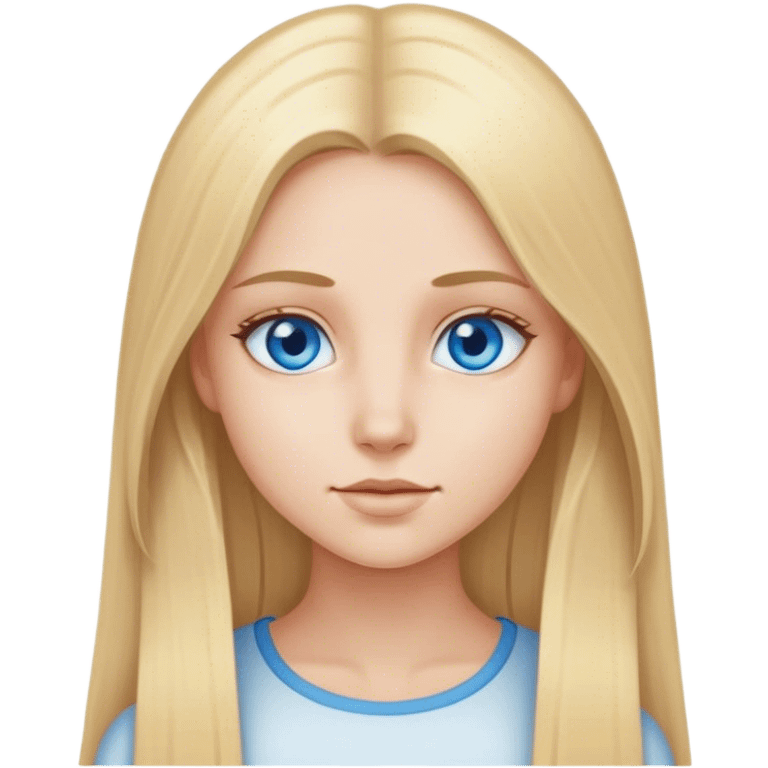 Straight long blonde hair and blue eyes girl emoji