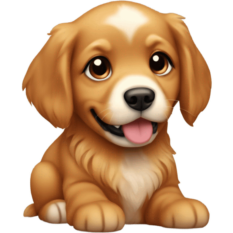 Chibi Dark red golden retriever puppy emoji