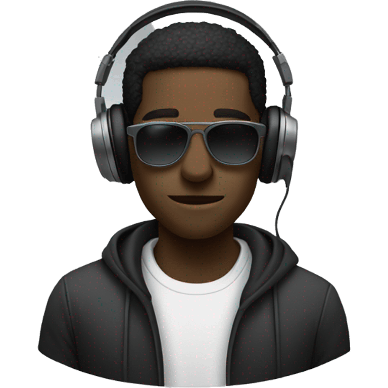 black dude with shades coved in smoke with headphones on  emoji