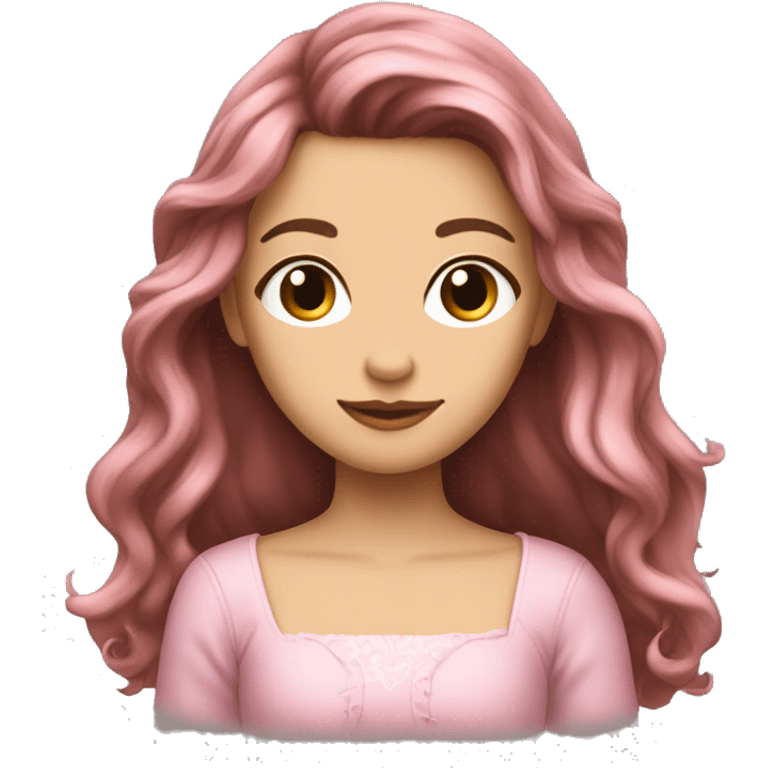 cœur brisé rose brunette rose in long hair emoji