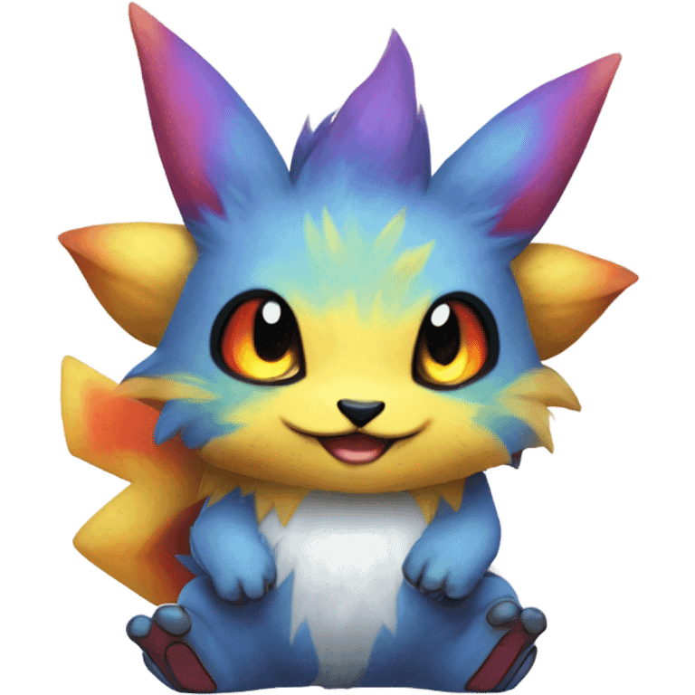 Colorful cute furry anthropomorphic painted Fakémon-Pokémon-creature emoji