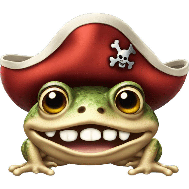 Toad with teeth wearing pirate cap emoji