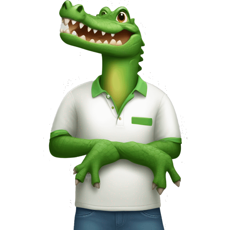 Crocodile in a polo t-shirt with a little crocodile  emoji