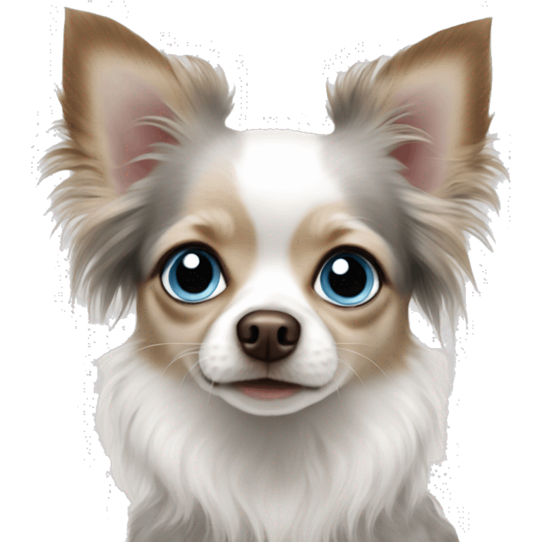 chihuahua longhair Merle baby blue eyes emoji