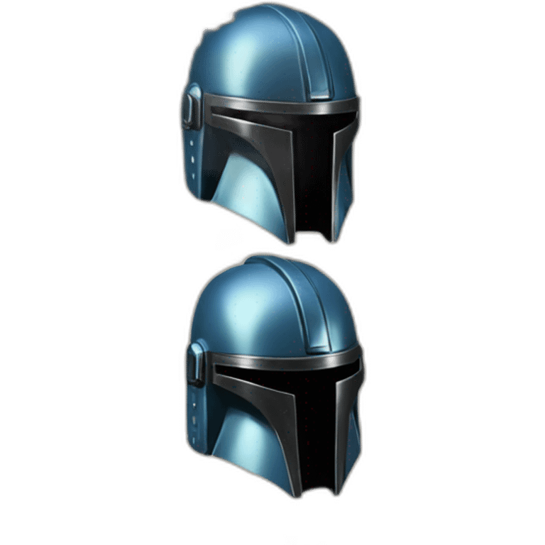 shiny blue mandalorian helmet with gold flower pattern and black rims emoji