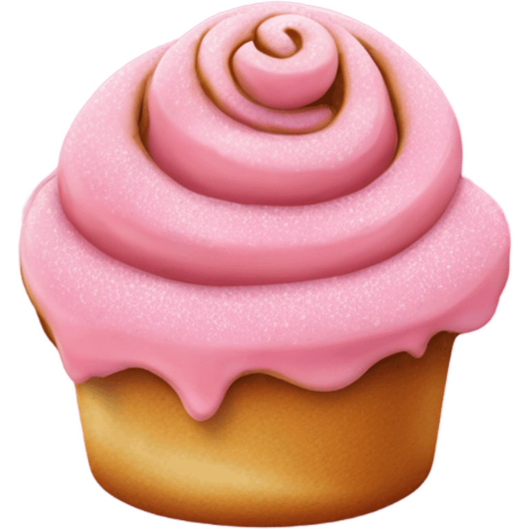 Light pink cinnamon roll with hot pink glittery icing  emoji