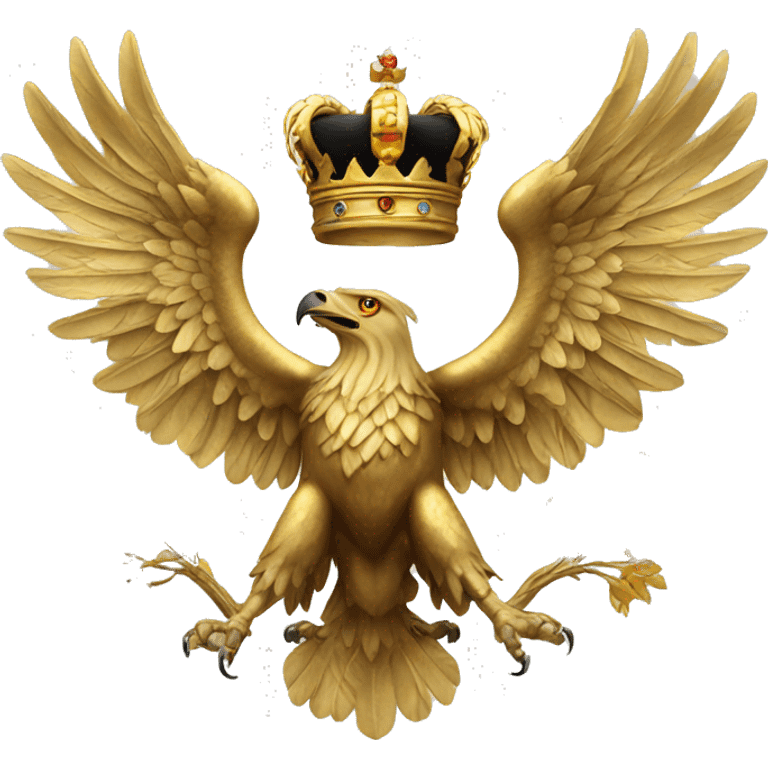 Golden double headed eagle with crown emoji