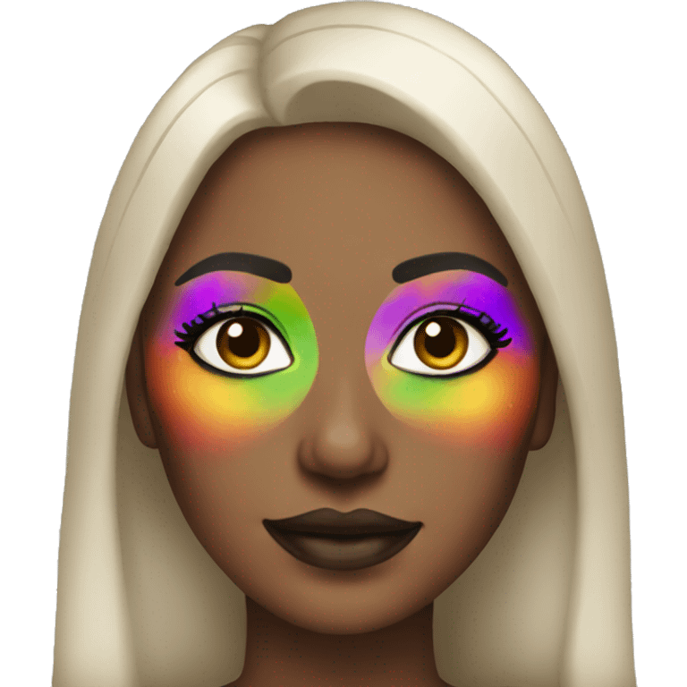 Women wearing all rainbow makeup  emoji