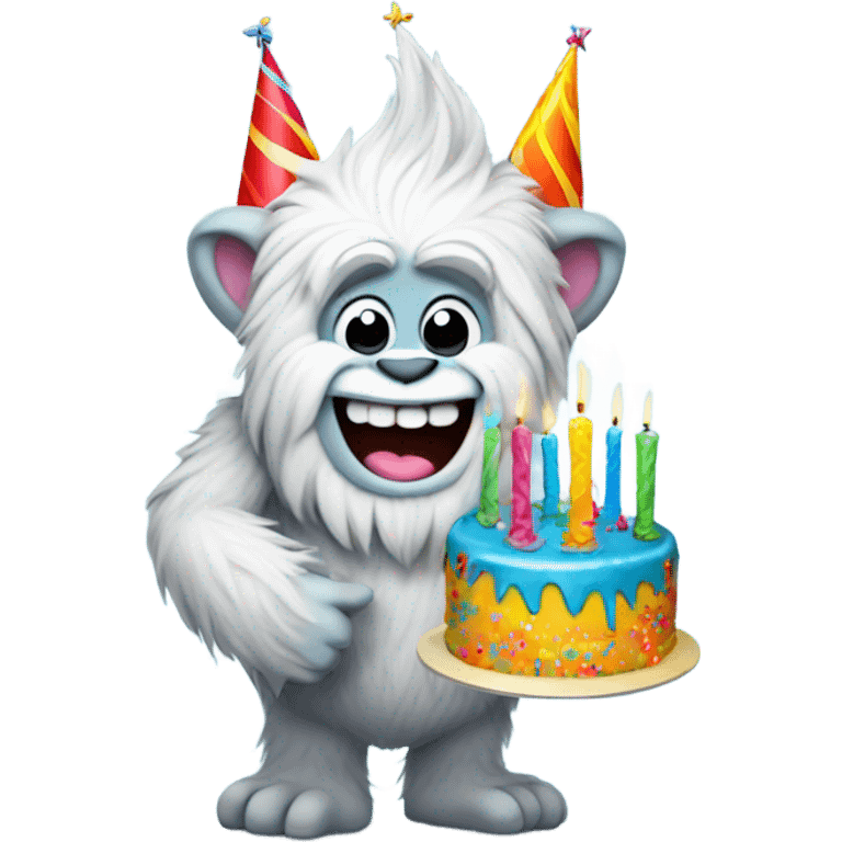 Yeti saying happy birthday  emoji