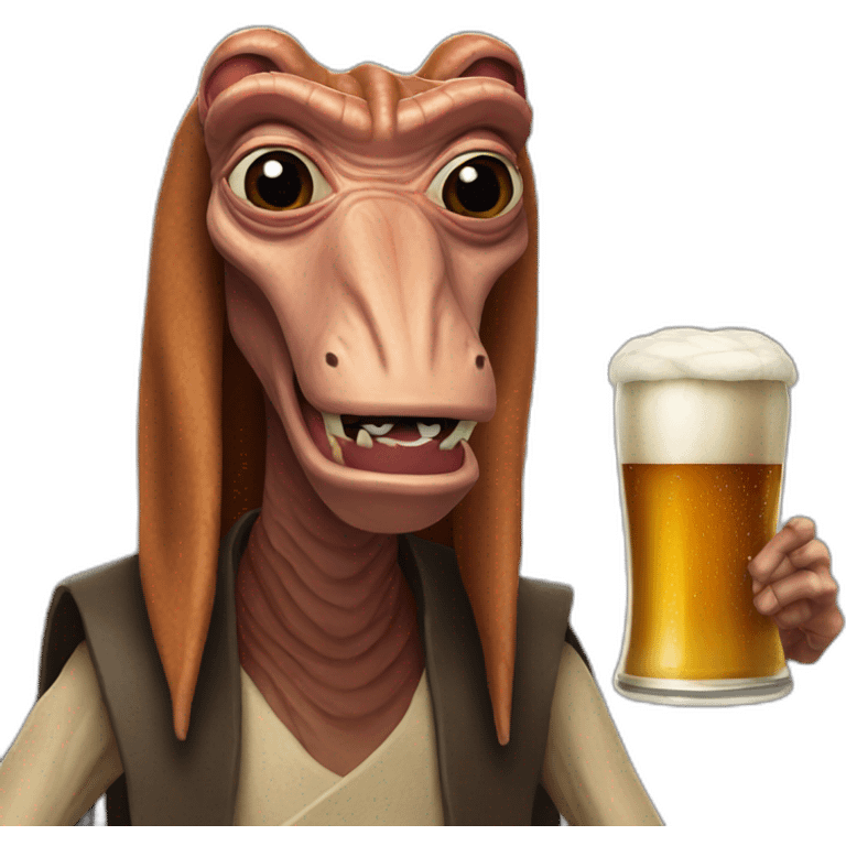 Jar jar binks With a beer  emoji