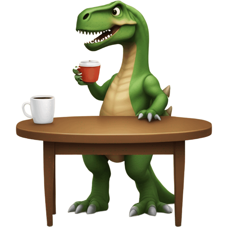 dinosaur drinking coffee emoji