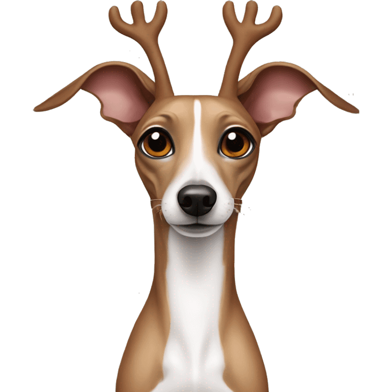 Italian greyhound with reindeer ears emoji