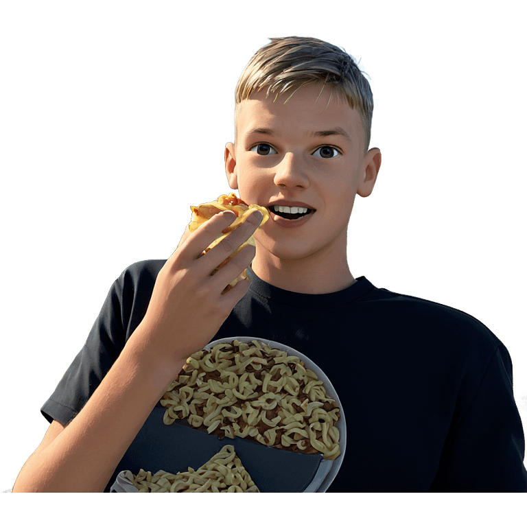 boy enjoying food outdoors emoji