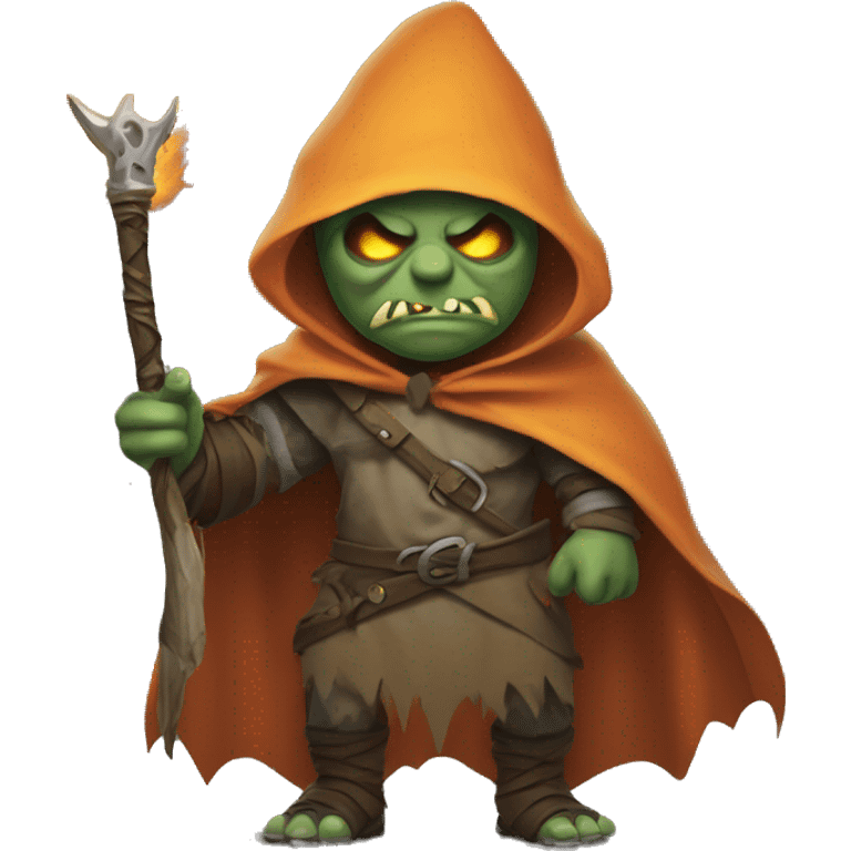 Orc weapon spirit with ghostly weapons, cloak with burning eyes, Halloween theme, emoji emoji