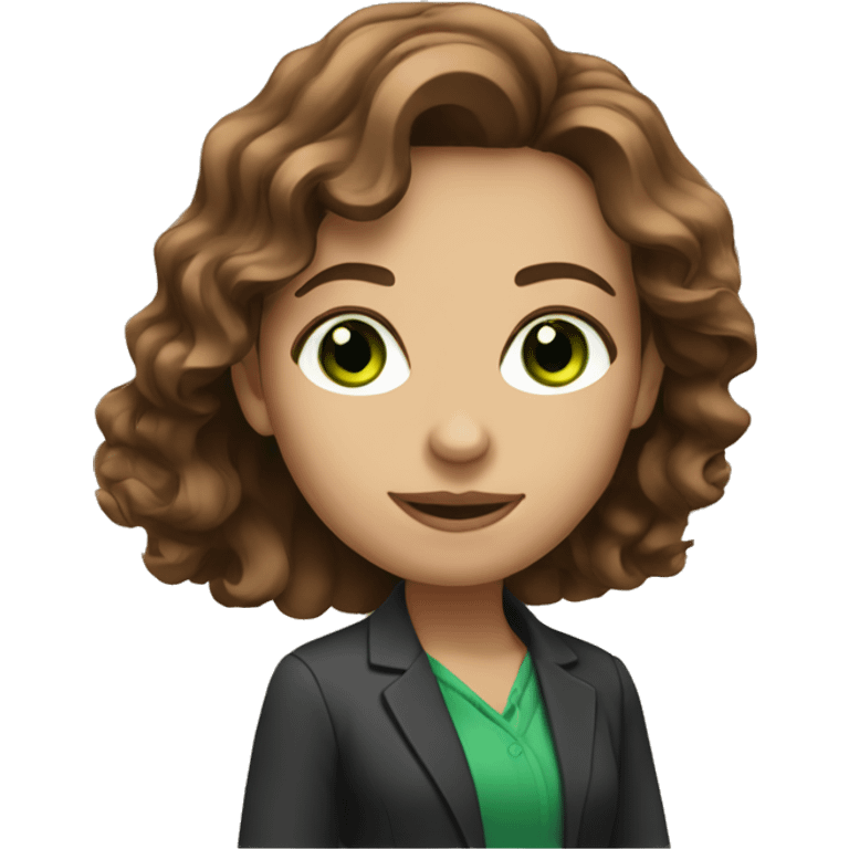 Investor girl with green eyes and Wavy brown hair emoji