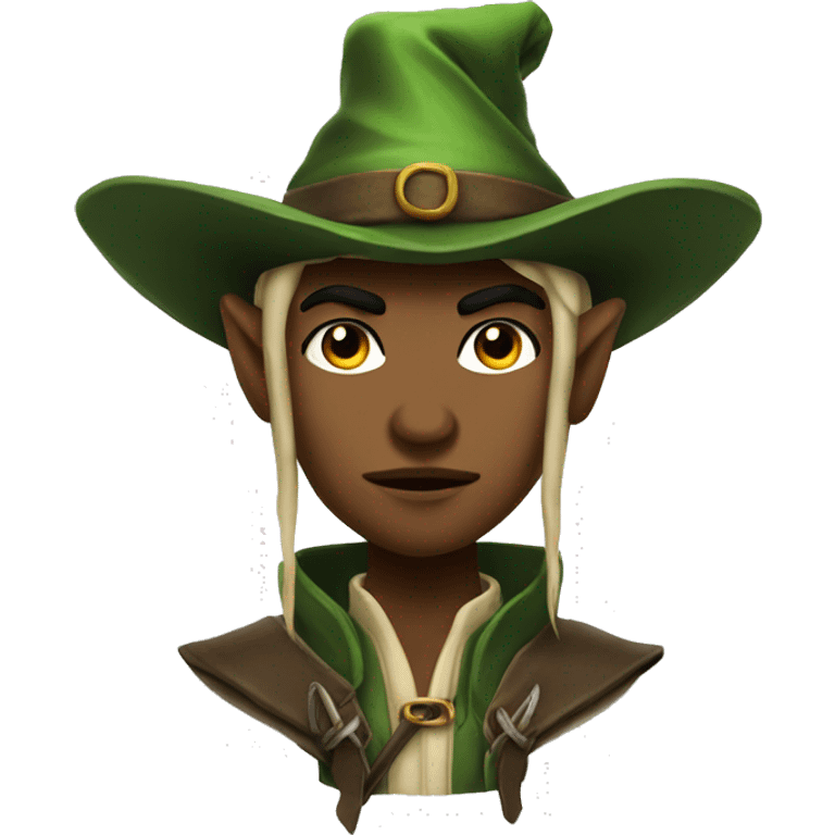 Fierce elf ranger wearing fedora  emoji