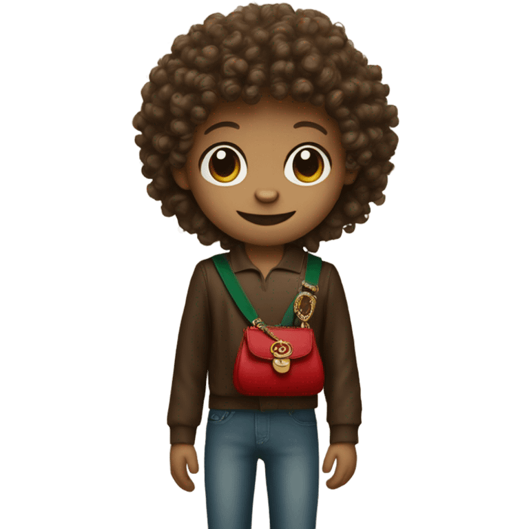 Curly haired monkey with gucci bag emoji