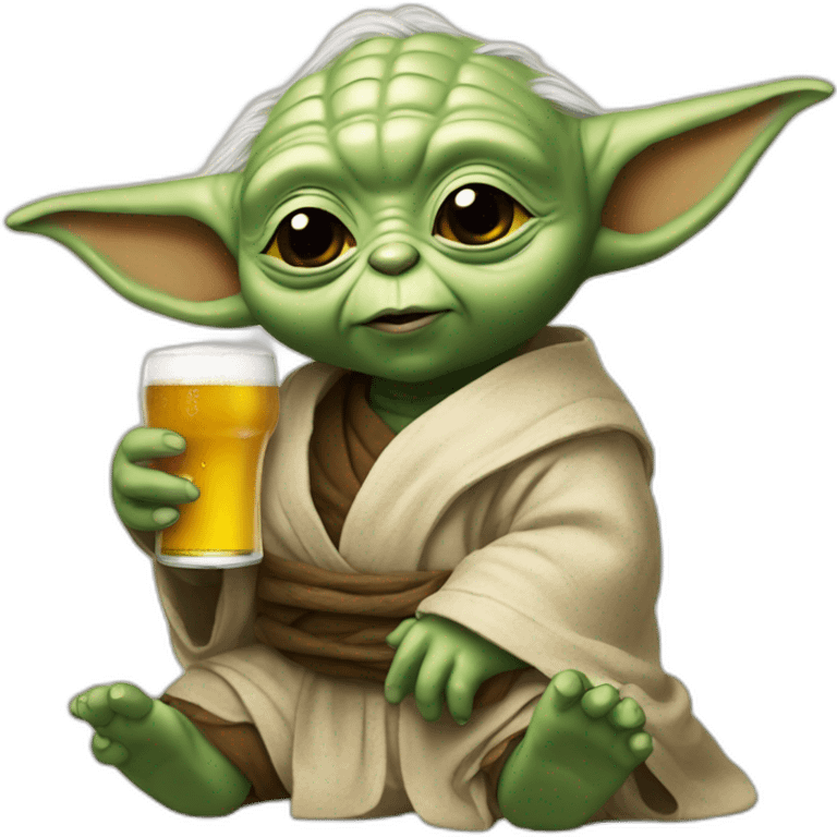 Bebe yoda avec une bière emoji