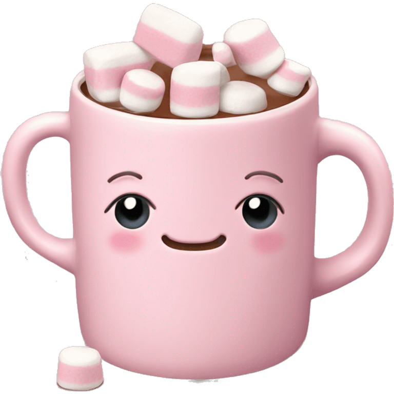 Light Pink mug of hot chocolate with marshmallows  emoji