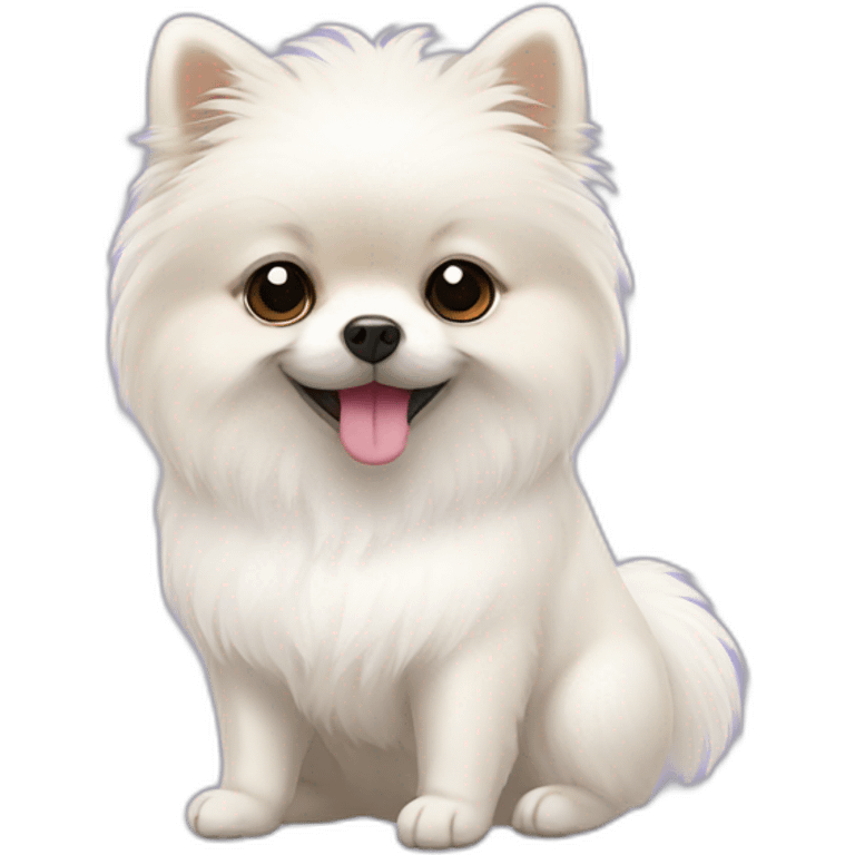 White pomeranian with pijama emoji