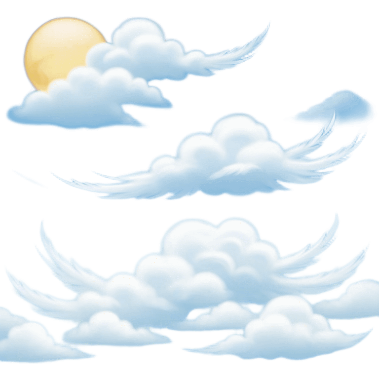 Cinematic Realistic Cirrus Emoji, High and wispy, with thin, delicate clouds stretching across the sky like brush strokes of white. The light, feathery clouds suggest clear weather and distant horizons, evoking a sense of tranquility. Soft glowing outline, capturing the essence of serene skies and airy beauty in a graceful cirrus cloud! emoji