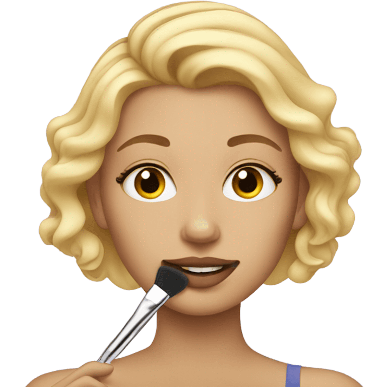 blonde girl doing makeup emoji