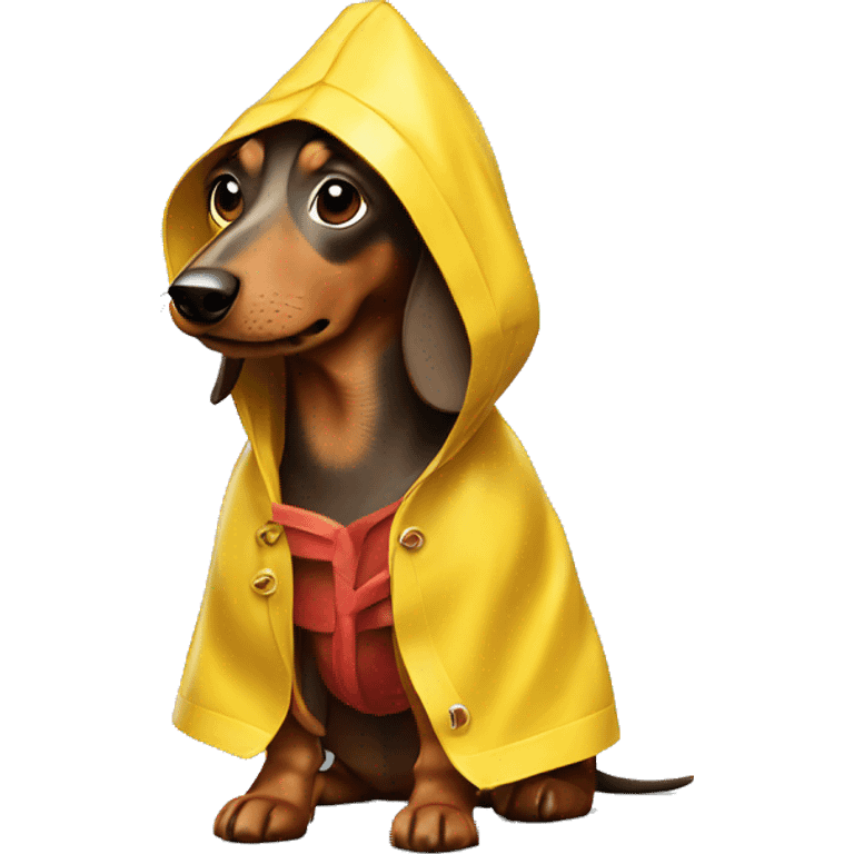 Sausage dog wearing a raincoat emoji