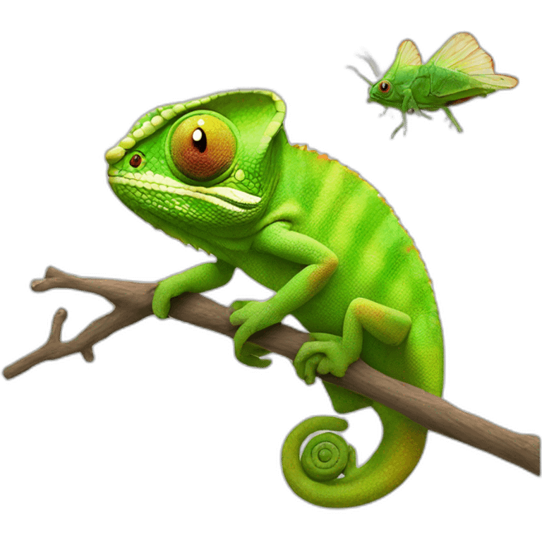 chameleon is eating fly emoji