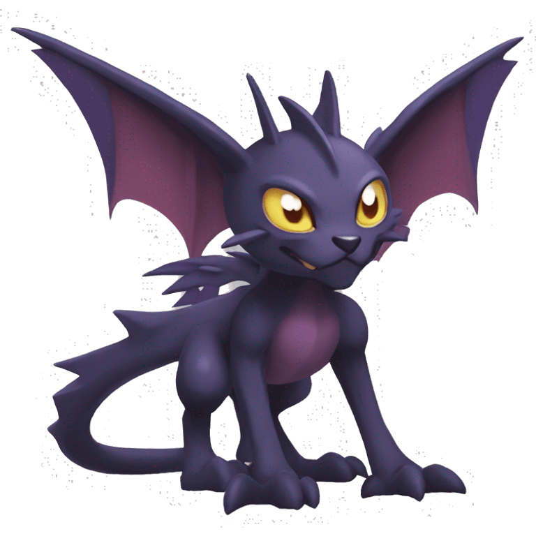 Black edgy Noivern-Noibat-cat-Fakemon full-body emoji