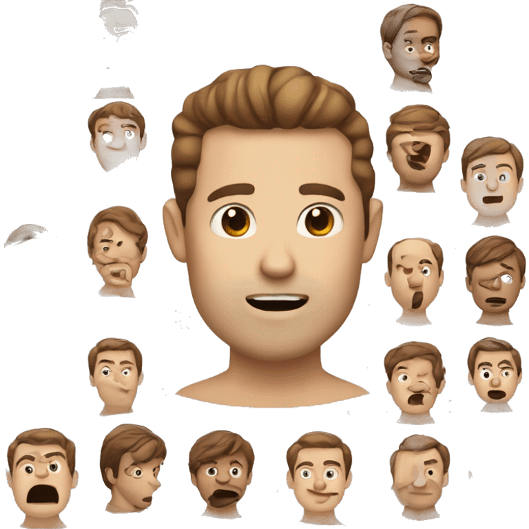 finger on mouth white man with brown hair emoji