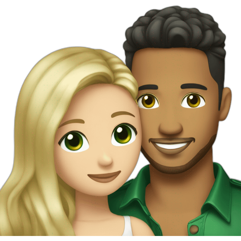 Romeo santos and blond girl green eyes hugging emoji