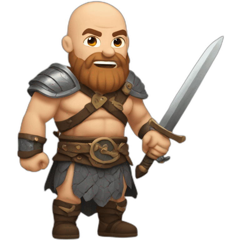 bald bearded barbarian with sword emoji