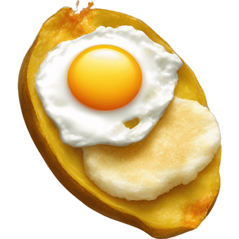 smashed plantains with fried cheese and fried egg emoji