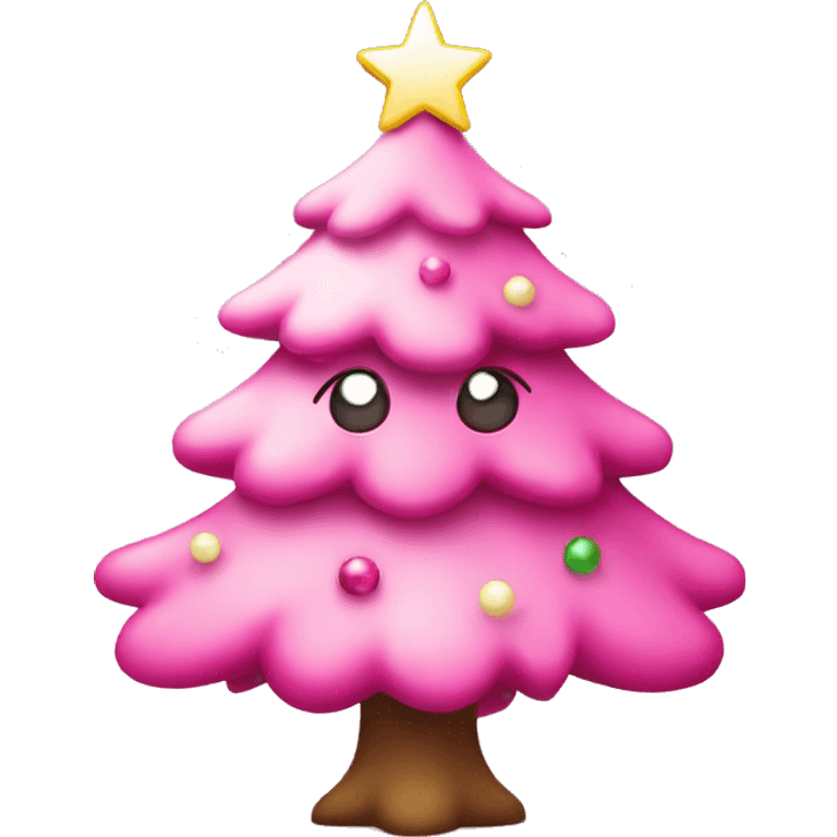 Cute christmas tree with pink decoration  emoji