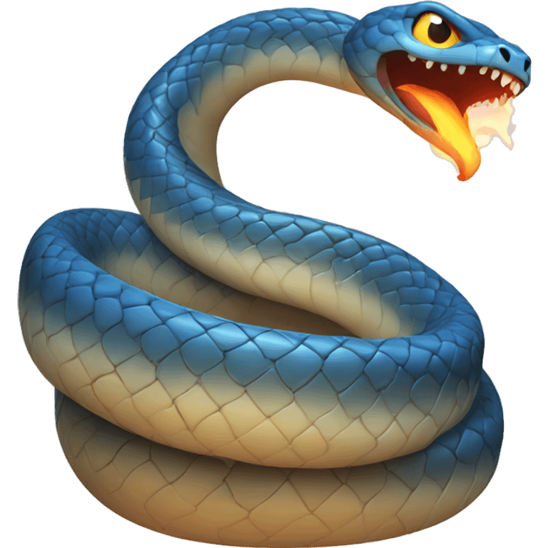 curvy blue snake breathing fire emoji