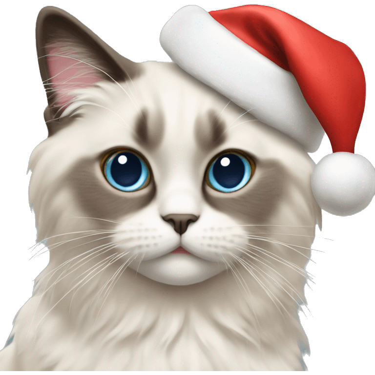 Cat ragdoll with a Christmas hat  emoji