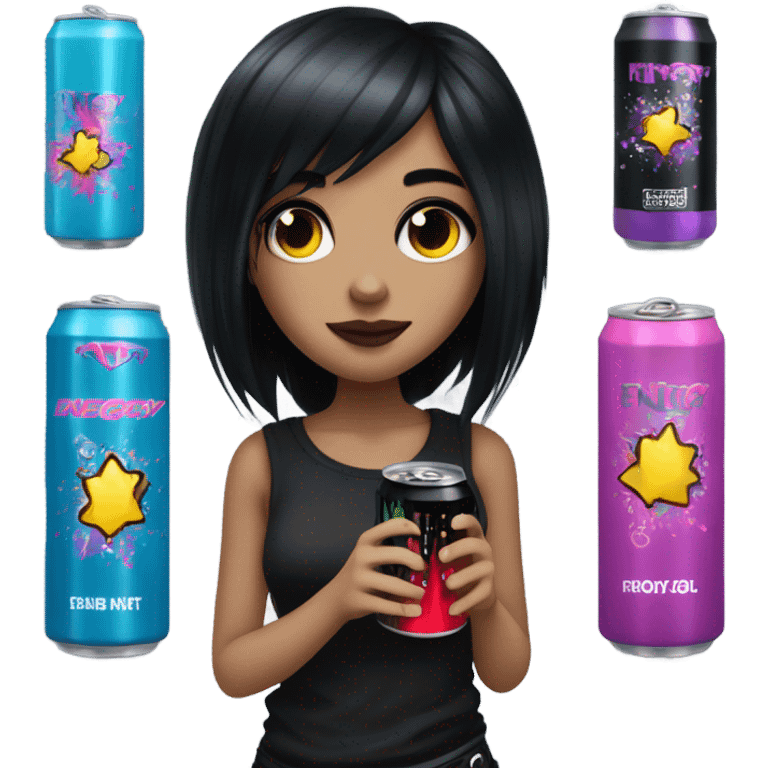 Emo girl holding an energy drin emoji