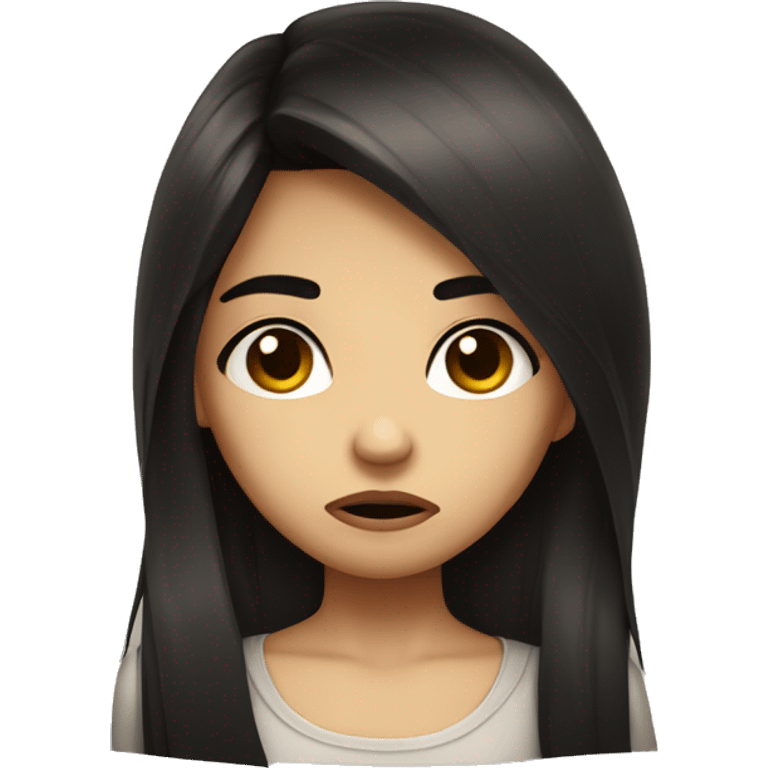 Cute pout sad face girl long dark hair emoji