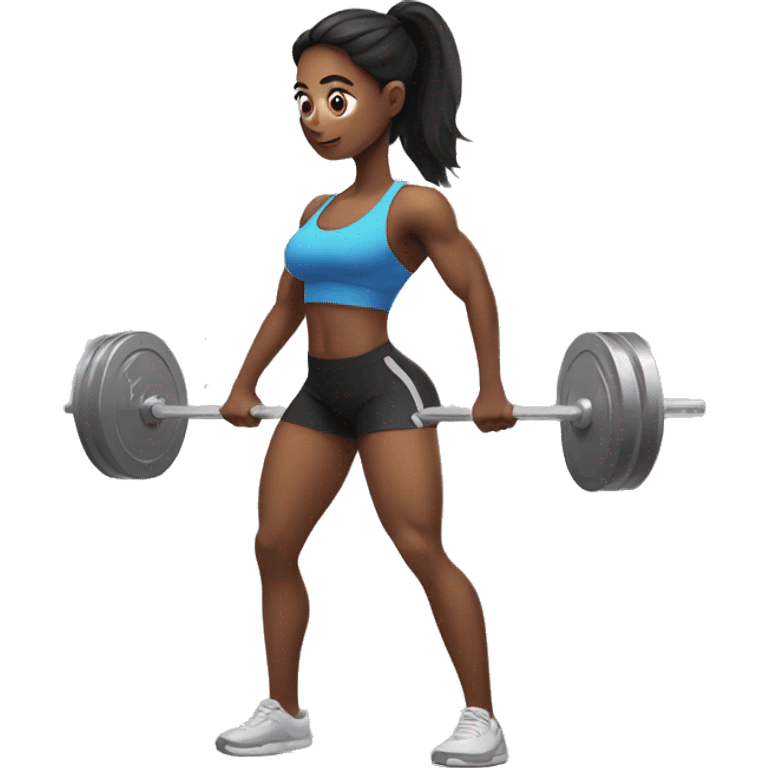 girl doing heavy barbell deadlifts  emoji