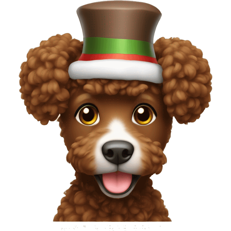 brown pudel with New Year's hat emoji