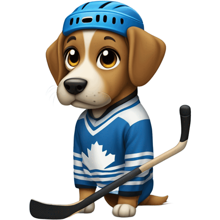 Dog playing hockey  emoji