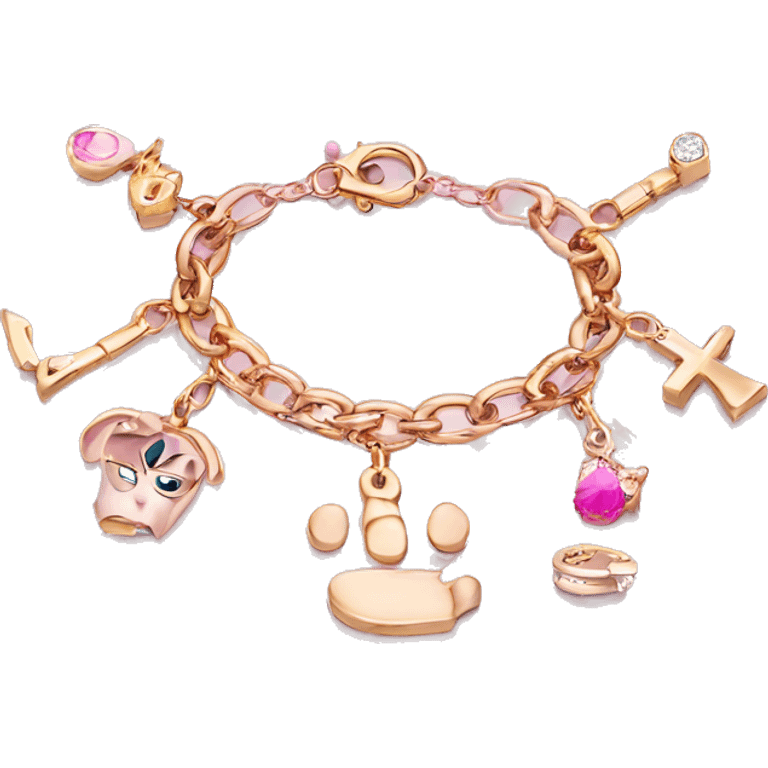 Pink gold bracelet with charms emoji