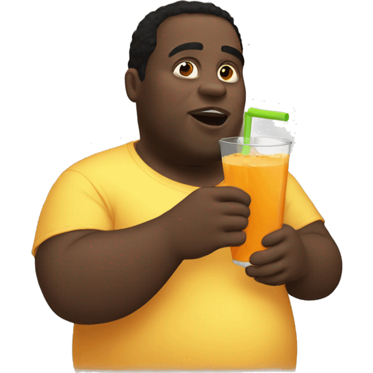 Fat black guy drinking juice  emoji